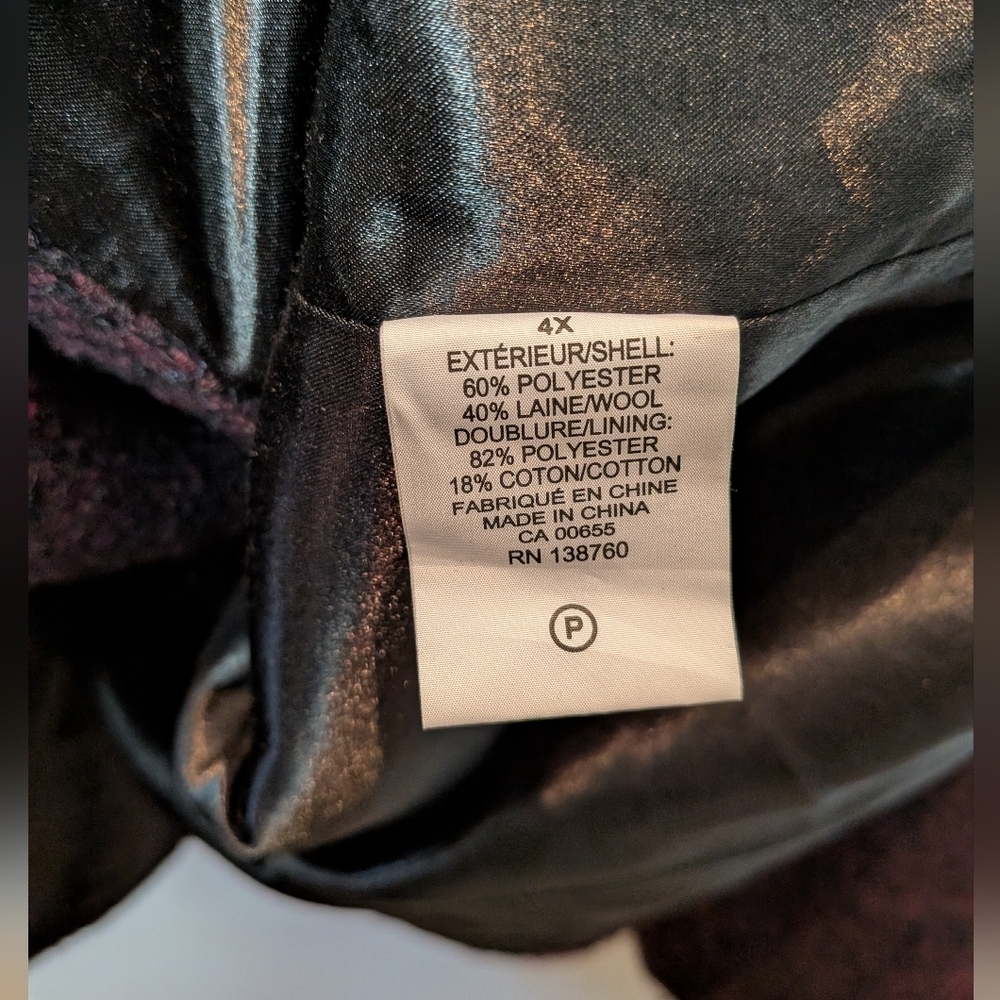 PENNINGTONS Plus Size Winter Women Coat Size 4X Purple And Black Buttons Closure - Picture 8 of 13